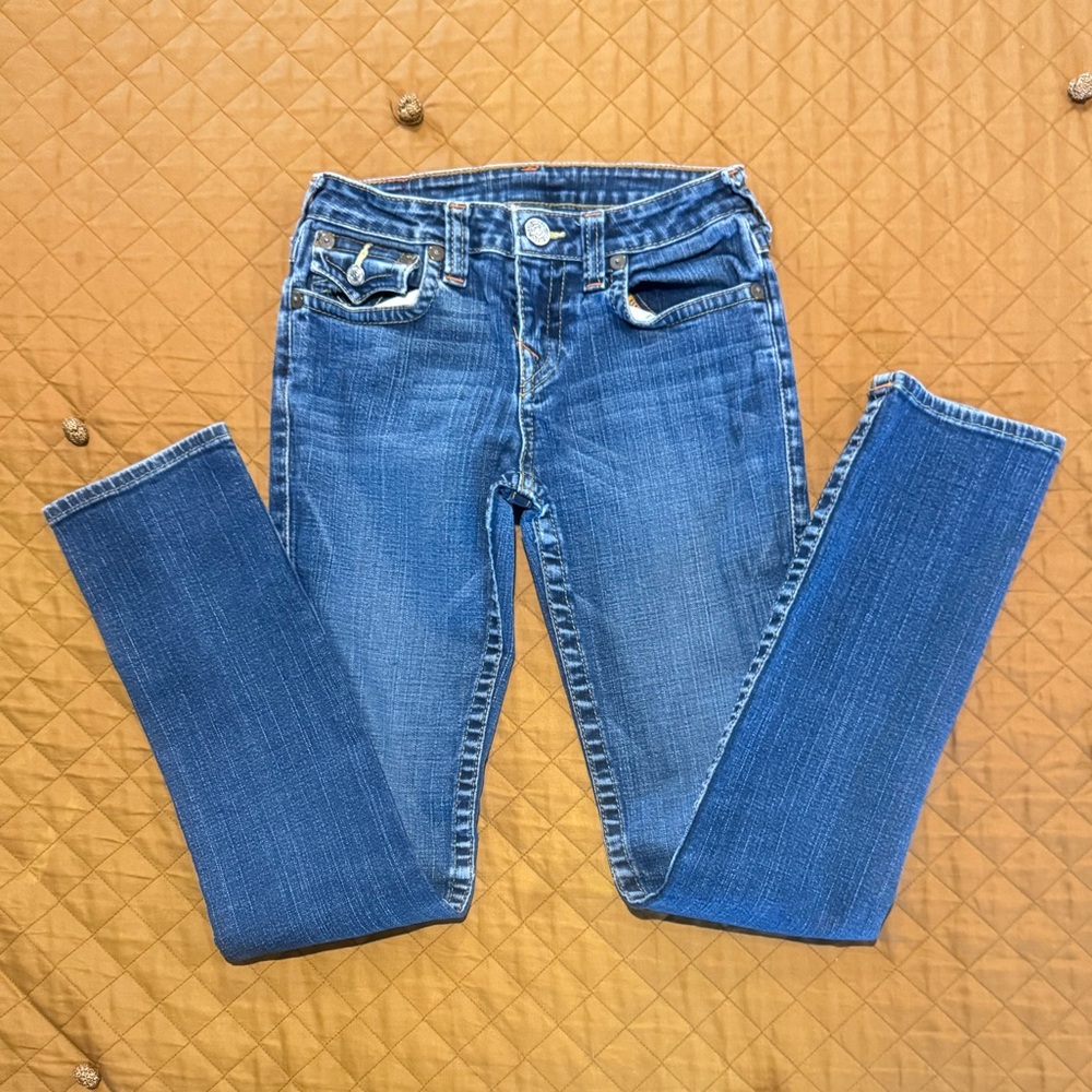 True Religion Girl’s Straight Leg Blue Jeans Julie Size 14
